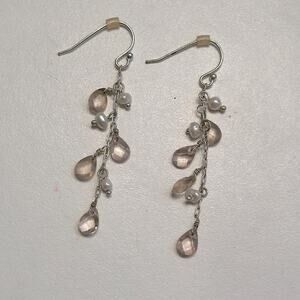 Dangle pink rhinestone earrings